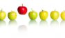 Stock photo of apples in line