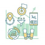 Illustration showing the concept of geotargeting for advertising