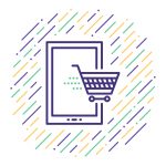 Line vector icon illustration of mobile shopping