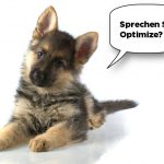 German Shepherd with thought bubble in German