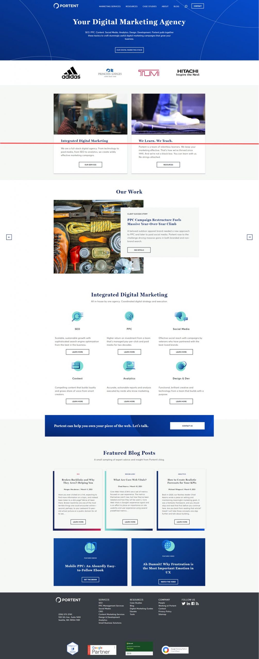 Portent.com above the fold content example