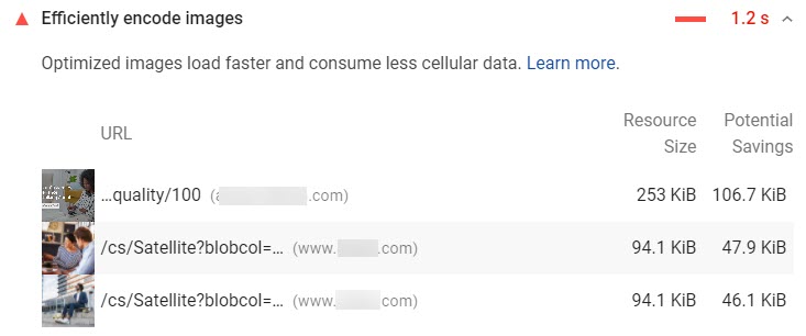PageSpeed Insights Encode Images