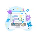 Page showing search results of a query, web search concept on laptop