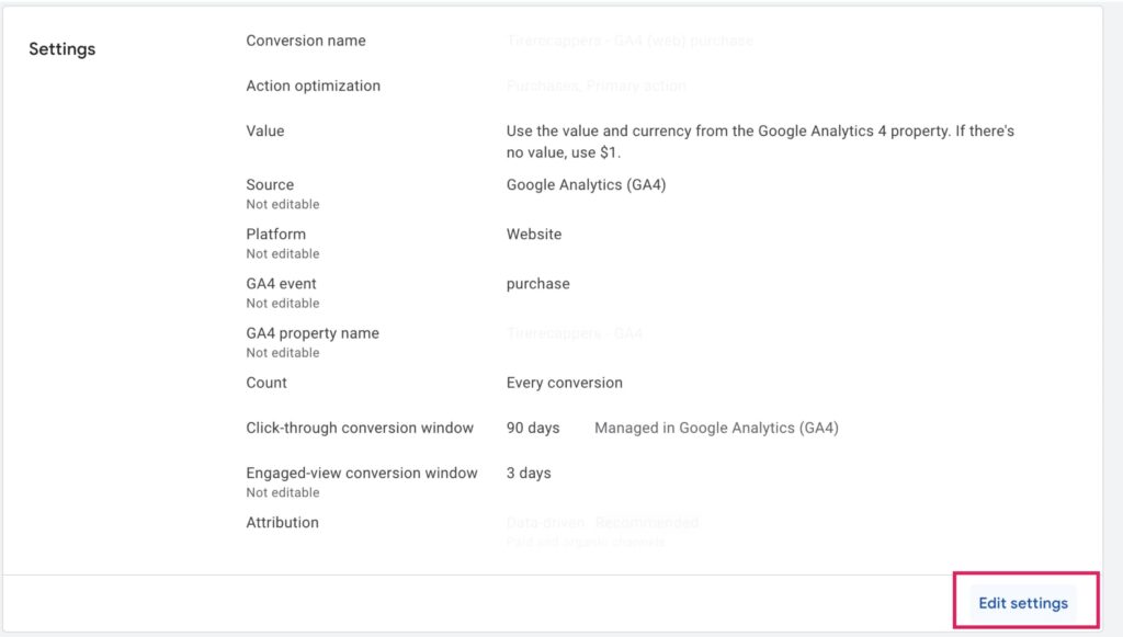 Screenshot of Step 4: Click the “Edit settings” button in the bottom right corner.