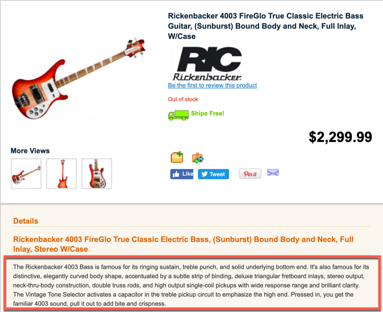 First example of a duplicate product description