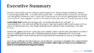 A presentation slide titled Executive Summary that recaps performance for the client