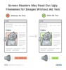 Comparison of an image reader reading a nonsensical file name versus descriptive alt-text - in this case "cute cat"